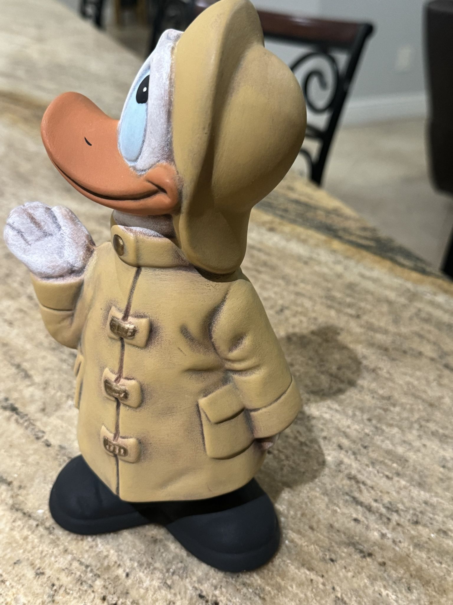Vintage 70s 9"T Donald Duck Raincoat and Hat WALT DISNEY PROD Ceramic Figurine