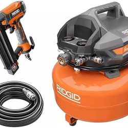 RIDGID 6 Gallon Pancake Compressor and 2 1/8 in. Brad Nailer Kit 