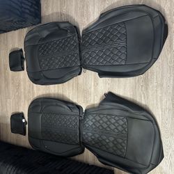 RIDEPOH Jeep Wrangler JL 4DR Black Leather Seat Covers Full Set 2018-2026