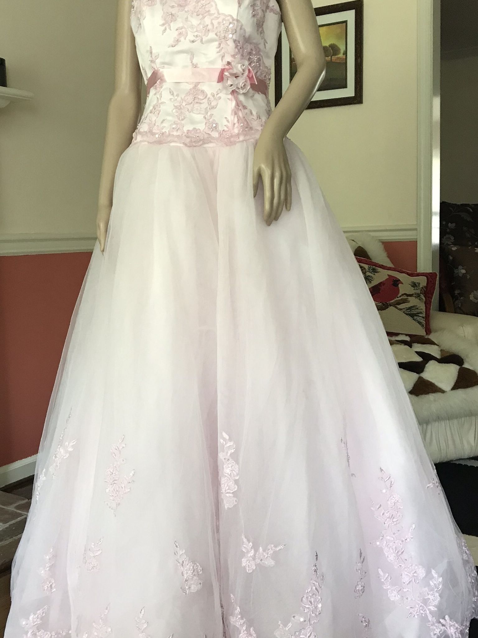 Pink wedding dress-quinceanera-princess costume- size 10
