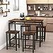  Recaceik 5 PCS Dining Table Set, Modern Kitchen Table and Chairs for 4, Wood Pub Bar Table Set Perfect for Breakfast Nook