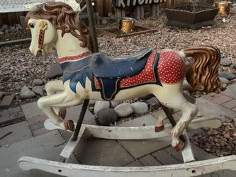 vintage wooden carousel-style rocking horse