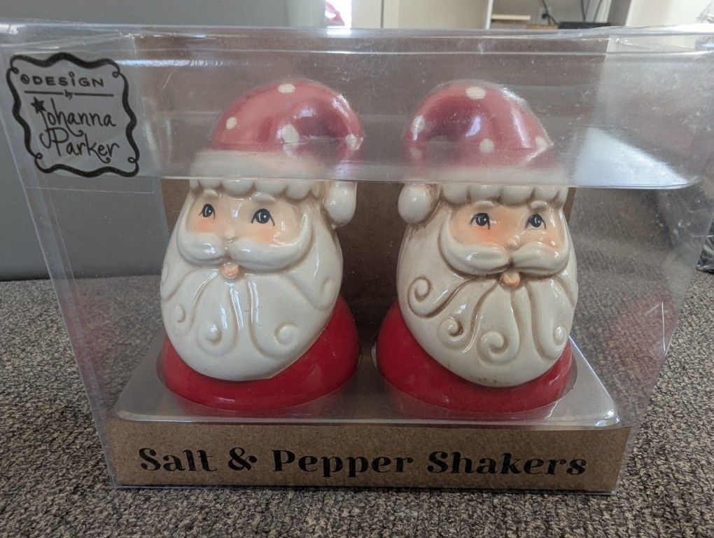 Johanna Parker Red Santa Salt & Pepper Shakers NIP