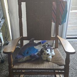 Wicker And Wood Rocking Chair