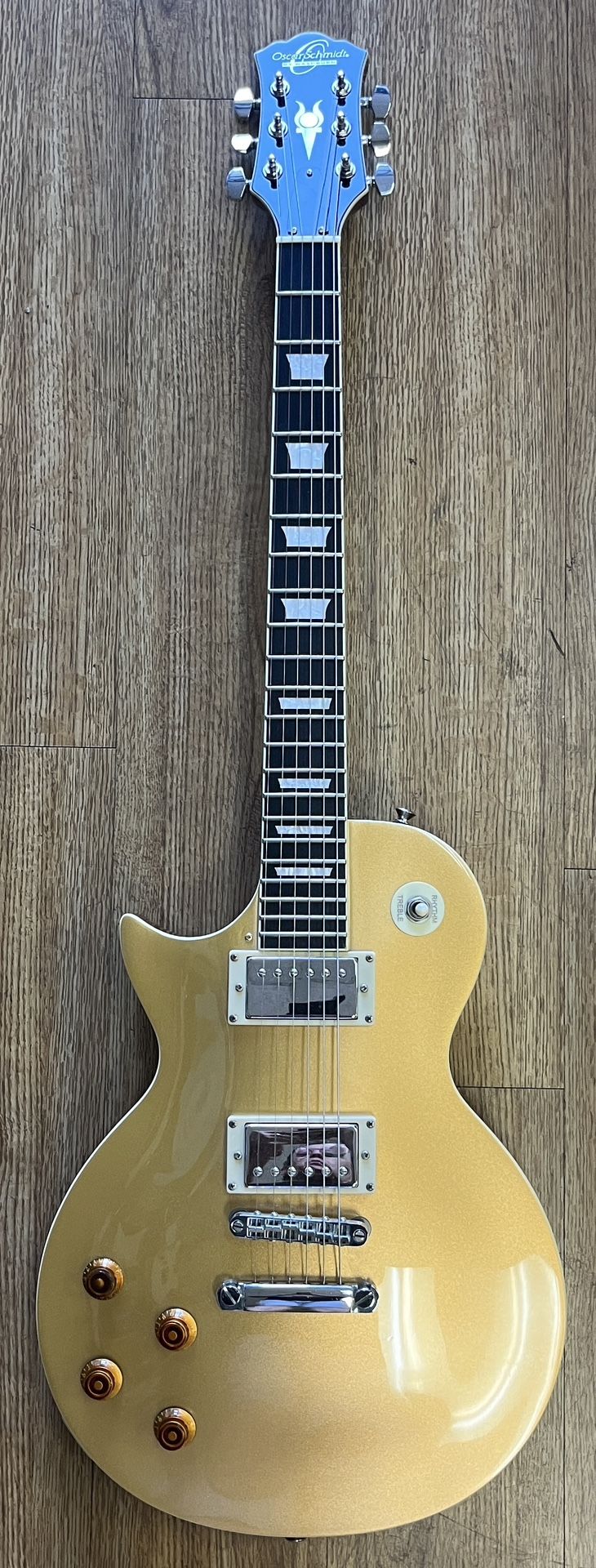 OSCAR SCHMIDT LES PAUL COPY LEFT-HANDED GOLD TOP GUITAR