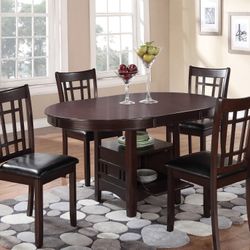 Lavon Transitional Espresso Five-piece Dining Set