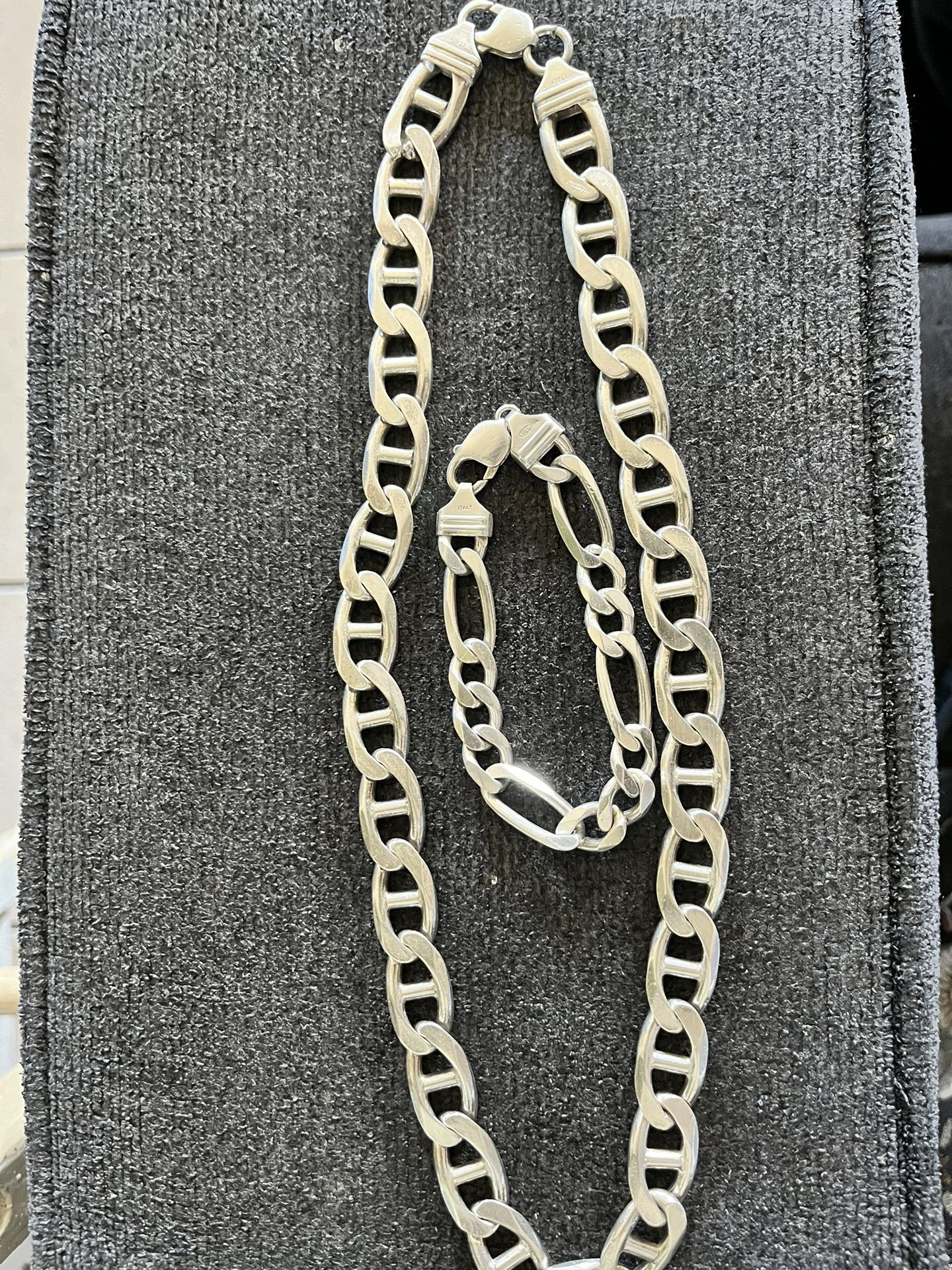 Big Chain And Bracelet. 925” Silver Real Silver