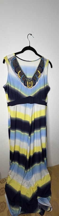 Sleeveless Maxi Dress with Beaded Neckline