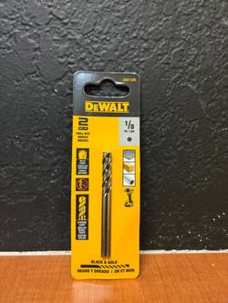 DeWalt 1/8 in. Split Point Drill Bit, DW1108 “BLACK & GOLD” (2-Pack)