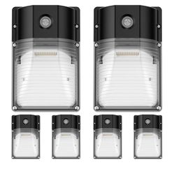 6 pack 30W LED Wall Pack Light with Dusk to Dawn Sensor, 3600LM, 5000K Daylight, NV