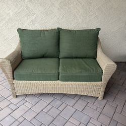 Small Rattan Couch W/Cusions