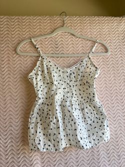 White Floral Spaghetti Strap Romper