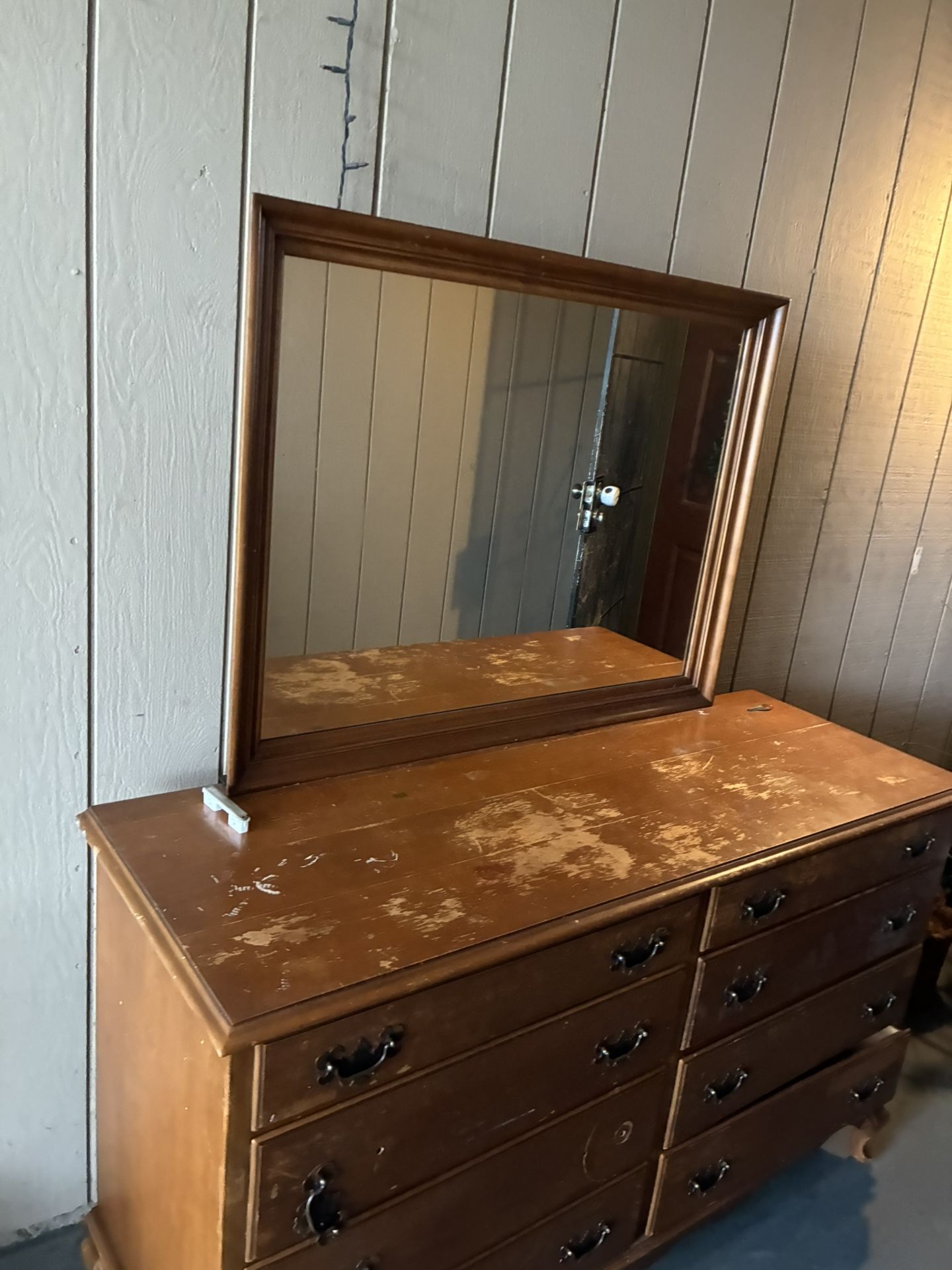 Old Wood Dresser With Detachable Mirror