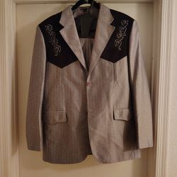 RARE Red Diamond Black & Silver Western Suit