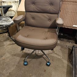 Brown Leather Ergonomic Office chair