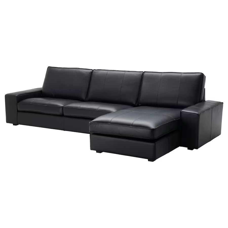 KIVIK Sofa with Chaise – Leather (Grann/Bomstad Black) – Excellent Condition