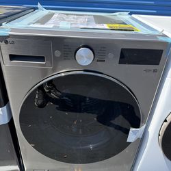 New LG - 5.0 Cu. Ft. High-Efficiency Stackable Smart Front Load Washer with Steam and TurboWash 360°