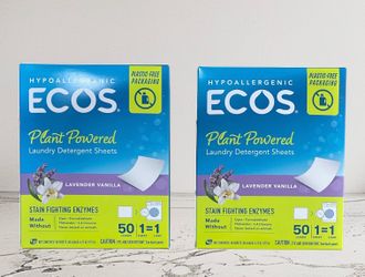 💫LOT OF 2 NEW ECOS Laundry Detergent Sheets 50 Loads Each 100 Total Lavender Vanilla Eco Friendly💫