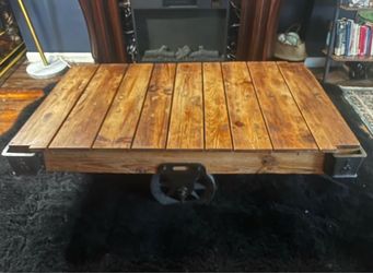 Restoration hardware style industrial cart, coffee table