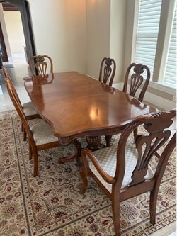 Solid Wood Dining Table Set With 6 Chairs