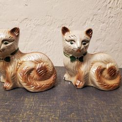Glossy shiny ceramic cats figurine decor $18 for both