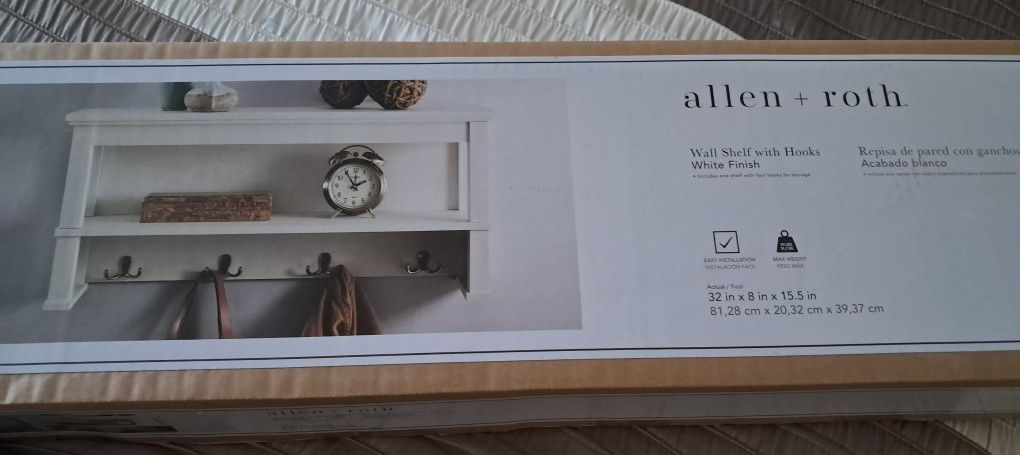 ALLEN + ROTH Wall Shelf with Hooks