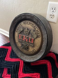 EKU Erste Kulmbacher Actienbrauerei Beer Keg Barrel Sign ECHT 