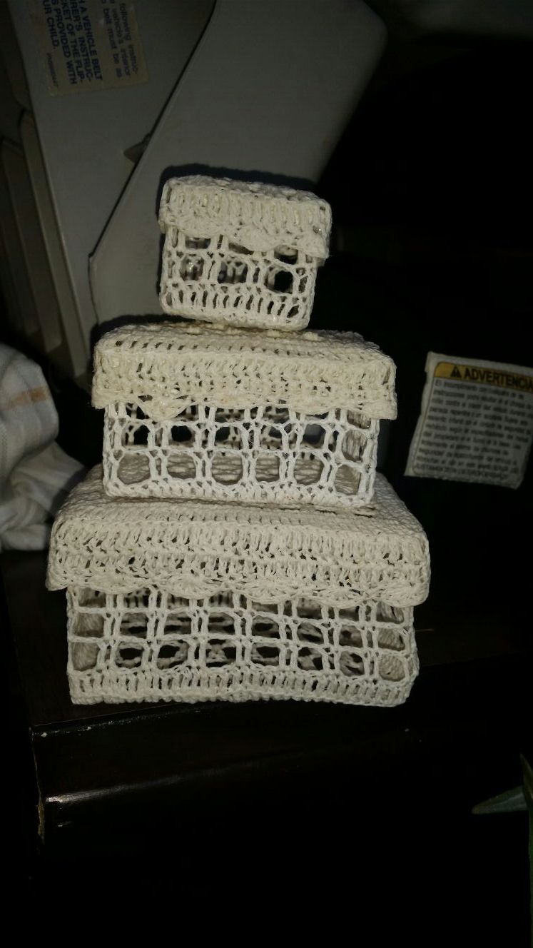 3 Crocheted tier boxes......