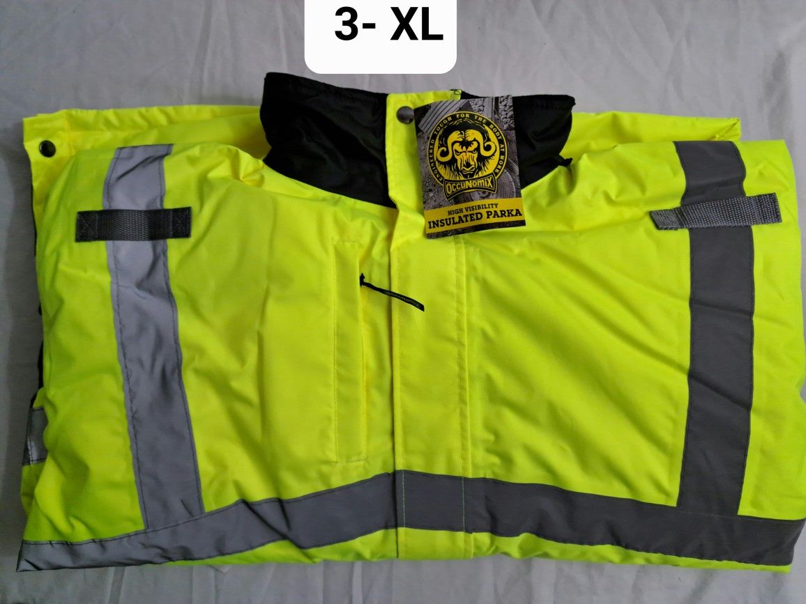 SIZE 3XL HIGH VIZ PREMIUM CLASS 3 INSULATED PARKA NEW WITH TAGS