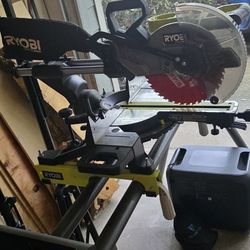 10" cordless Ryobi Miter Radial sliding saw w/stand