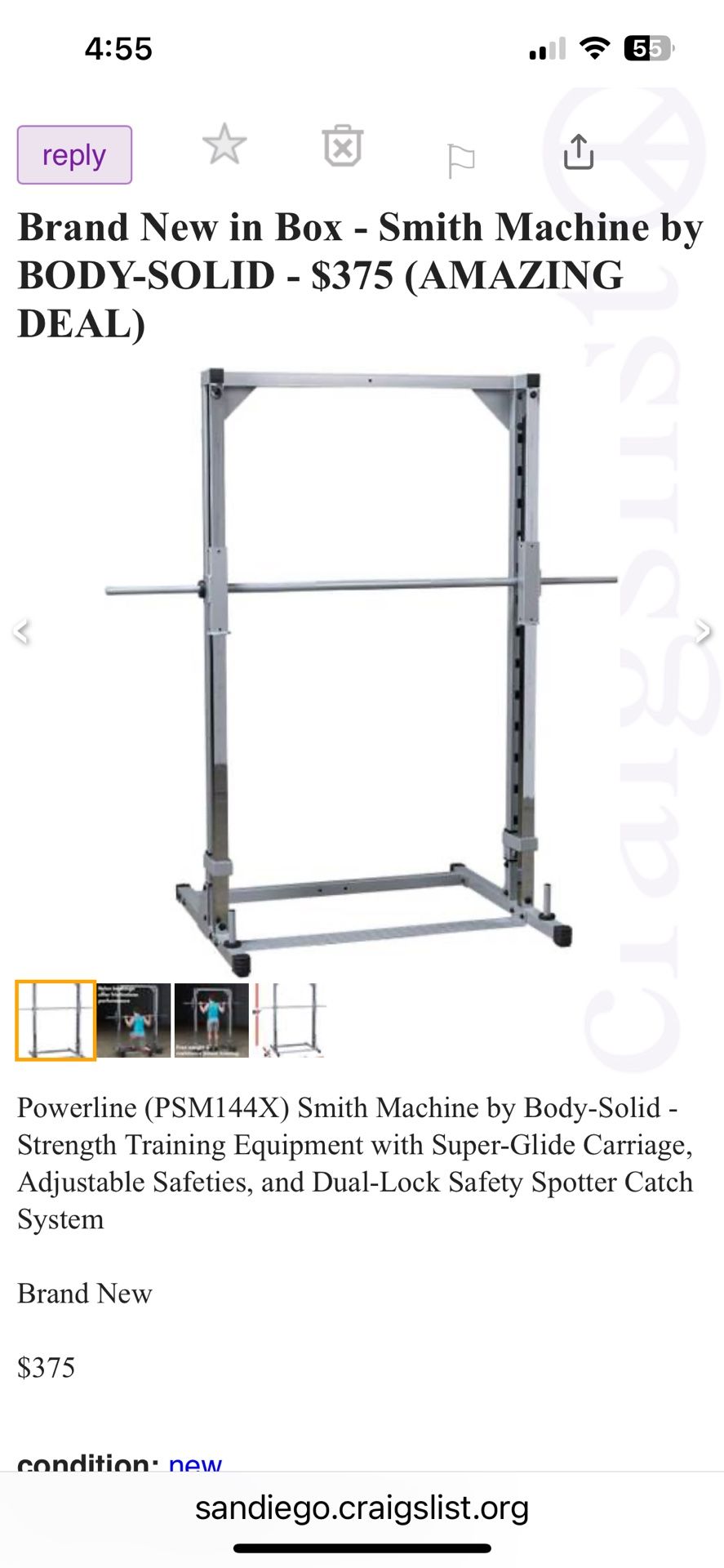 reply ⚐ Brand New in Box - Smith Machine by BODY-SOLID - $375 (AMAZING DEAL)