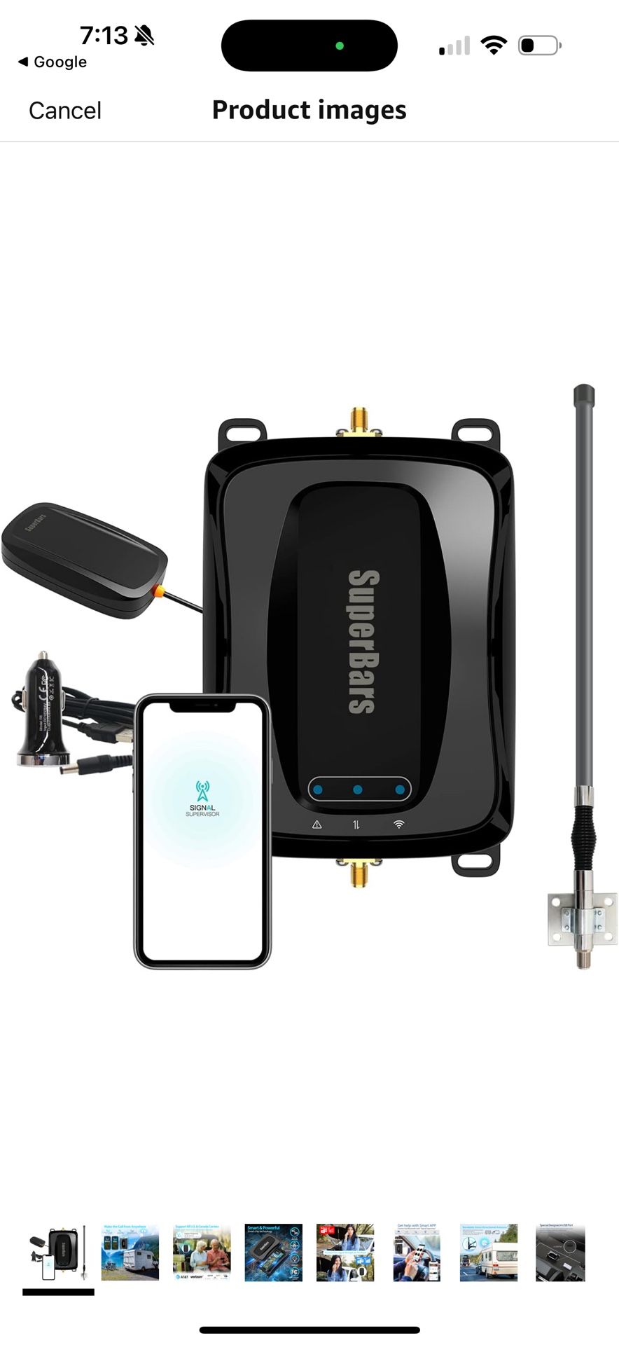 SuperBars Cell Phone Booster (FCC Approved) for Truck, Trailer Truck, RV, SUV, Vehicle, Van, for All US Carriers - Verizon, AT&T, Sprint, T-Mobile 2G
