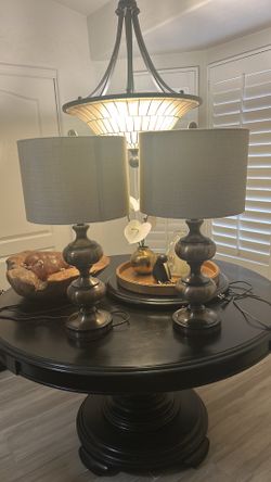 2modern brushed brass table lamps