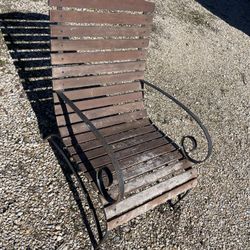 Outside Wood And Iron Chair. Just One. 