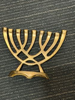 Brass Hanukkah Menorah Candle Holder