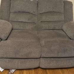Grey Reclining Loveseat Couch