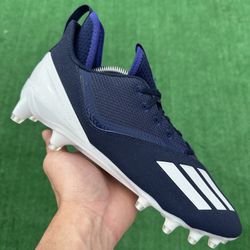 ADIDAS ADIZERO SCORCH “COLLEGIATE NAVY / WHITE” FOOTBALL CLEATS (Sizes 10.5 and 11, Men’s Available)