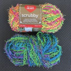 Lot of 2 Red Heart Scrubby Acrylic Yarn