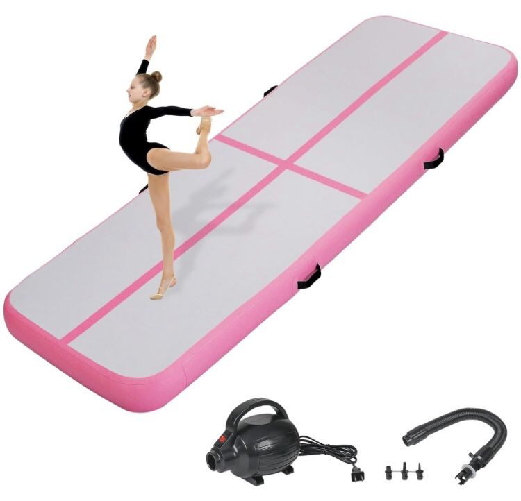 Inflatable Air Gymnastics Tumbling Mat 6ft 10ft 13ft 16ft 20ft, Air Tumble Track Mat 4/8 inches Thickness with Electric Air Pump for Home Use Training