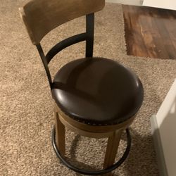 2 Leather Short  Bar Stools 