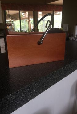 Wood 3 section storage box