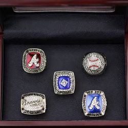 Atlanta Braves World Series Championship Replica Rings Set With Wooden Box 
