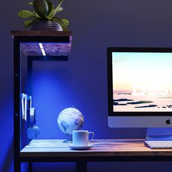 Bestier 44 Inch Gaming Desk, 4 Tier Shelf Computer Desk with LED