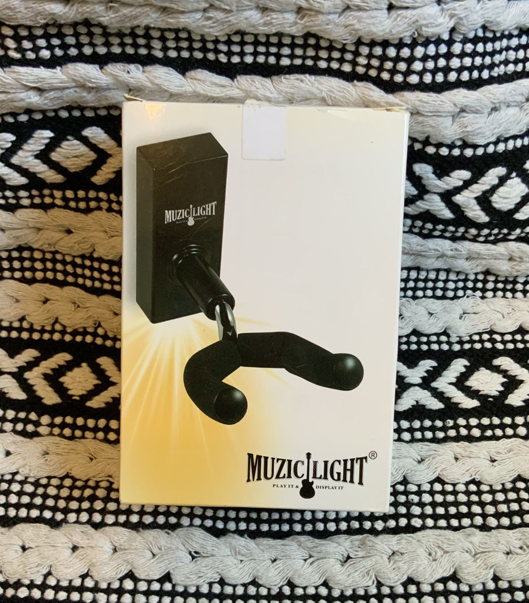 MuzicLight MZB101 LED Guitar Wall Hanger Yellow Guitarist Gift Never Used In Box