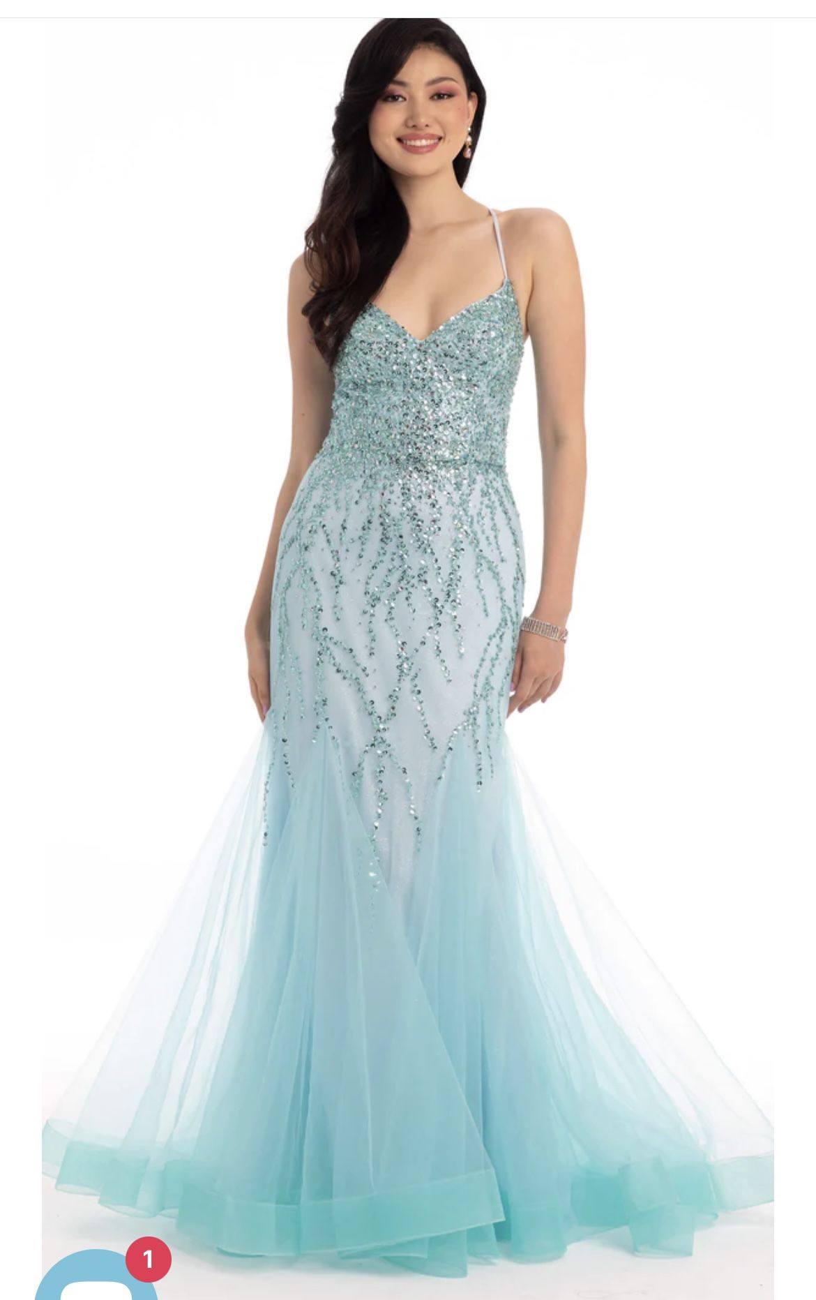 Aqua Beaded, sweetheart, mermaid dress  Size 12