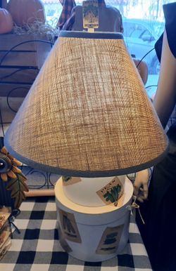 Unique Stacked Seed Barrel Table Lamp With Shade