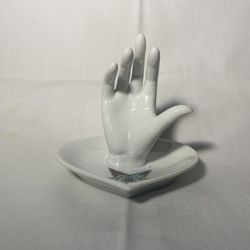 Vintage Lefton Eastern Star Emblem High Quality Porcelain DISPLAY OF LADIES HAND Ring Stand