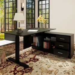 Super-Sized Standing Desk with Electric Lift - 63"x31.5"PC Desktop - Black