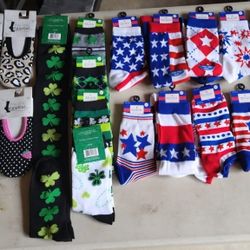 23 New Pairs Of Crew Socks Size 4-10, St. Patrick Day, 4th Of July And More 