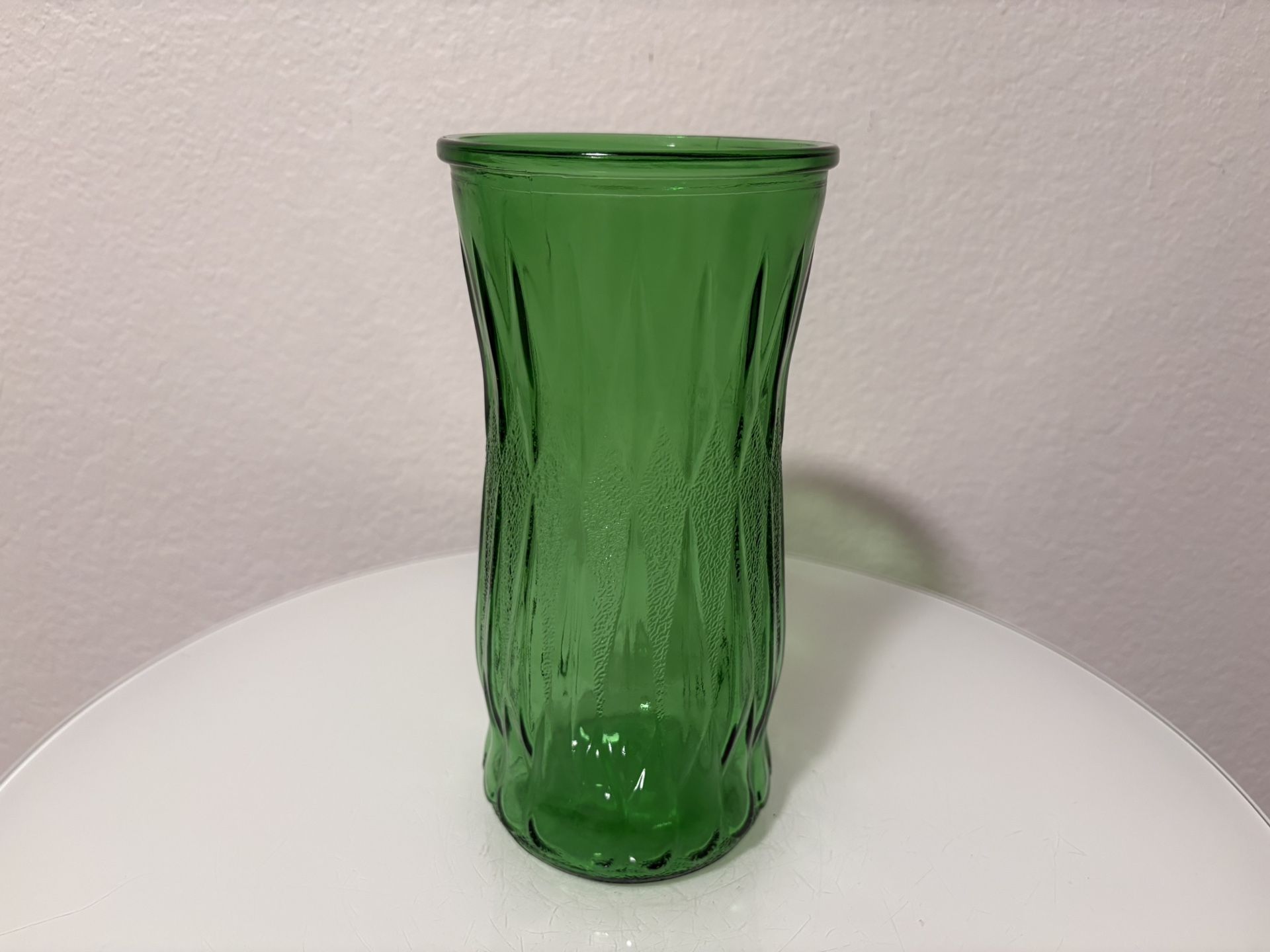 Vintage Green Glass Flower Vase